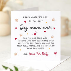 Card for Dog Mum Personalised Mother's Day Card Cute Pet Mum Gift from Fur Baby Dog Lover Mothers Day Present Custom Dog Owner Card From Dog
