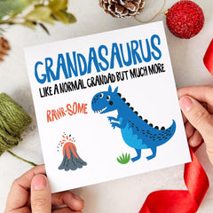 Card for Grandad Funny Dinosaur Father's Day Card for Grandad Cute Rawrsome Grandpa Birthday Card from Grandkids Gift Grandad's Birthday