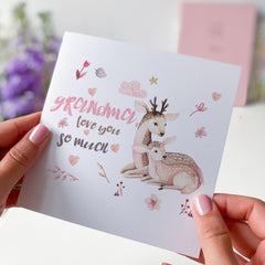 Card for Grandma Love You So Much Card Cute Deer Illustration Card for Granny Nanny First Mother's Day Grandma's Birthday