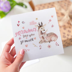 Card for Grandma Love You So Much Card Cute Deer Illustration Card for Granny Nanny First Mother's Day Grandma's Birthday