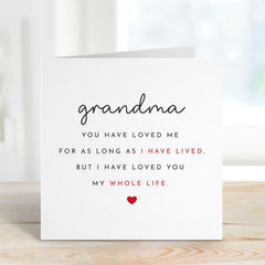 Card for Grandma Mum Nana Granny Gran Thoughtful Gift for Her Mother's Day Birthday Card for Nanny Appreciation Keepsake Card