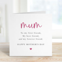Card for Mother's day Mum My forever Friend Mummy Card Cute Gift for Mum First Mothers Day Gift Card New Mum