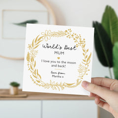 Card For Mum To The World's Best Mum Mama On Mother's Day Mum's Birthday Gift Card With Flowers Greeting Card Love You Mum Christmas