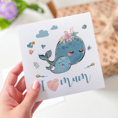 Card for Mum with Baby and Mummy Cute Animal Mother’s Day Mum's Birthday Baby Shower Gift Card I Love You Mum
