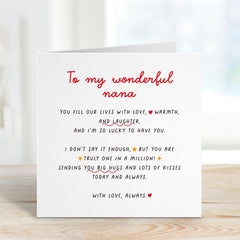 Card for Nana Mother's Day Card Thoughtful Gift for Nana Heartfelt Message Keepsake Birthday Card for Special Grandmother