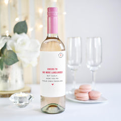 Cheers to No More Landlords Wine Label Sticker Housewarming Gift for Friend Family Wine Prosecco Bottle Sticker Homeowner Celebration