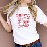 Cherry On Top Birthday T-Shirt Fun Retro Cake Design Gift for Her Cute Vintage Style Outfit