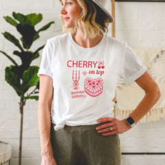 Cherry On Top Birthday T-Shirt Fun Retro Cake Design Gift for Her Cute Vintage Style Outfit