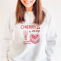 Cherry On Top Retro Birthday Jumper Gift for Her Cute Vintage Style Sweatshirt