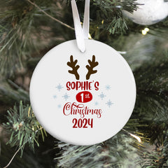Children's Personalised Christmas Tree Ceramic Ornament with Name Baby Kids First Xmas Keepsake Gift