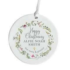 Christening Ceramic Ornament with Name and Sender For Grandchildren Nephew Niece Christening Keepsake