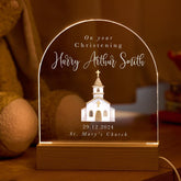 Christening Night Light Baby Boy Girl Name Date Church Keepsake LED Lamp Godson Goddaughter