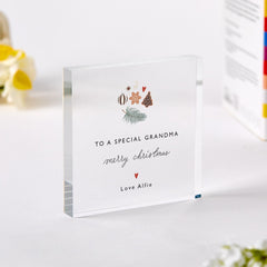 Christmas Acrylic Gift for Mum Dad Auntie Grandma Grandad Teacher Dad Uncle or Nanny – Personal Xmas Keepsake from Child with Custom Name