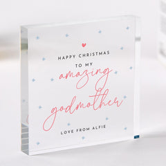 Christmas Acrylic Plaque Gift for Mum Grandma Nanny Stepmum Godmother or Friend – Cute Festive Snowflake Design Xmas Keepsake