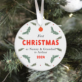 Christmas as Nanny and Grandad Ceramic Ornament Personalised with Names - Special Keepsake Gift for Grandparents