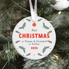 Christmas as Nanny and Grandad Ceramic Ornament Personalised with Names - Special Keepsake Gift for Grandparents