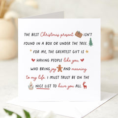 Christmas Card For Friend Mum Dad Her Him Family Girlfriend Boyfriend Grandma Grandad Bestie Nanny Sister The Best Xmas Gift Is You