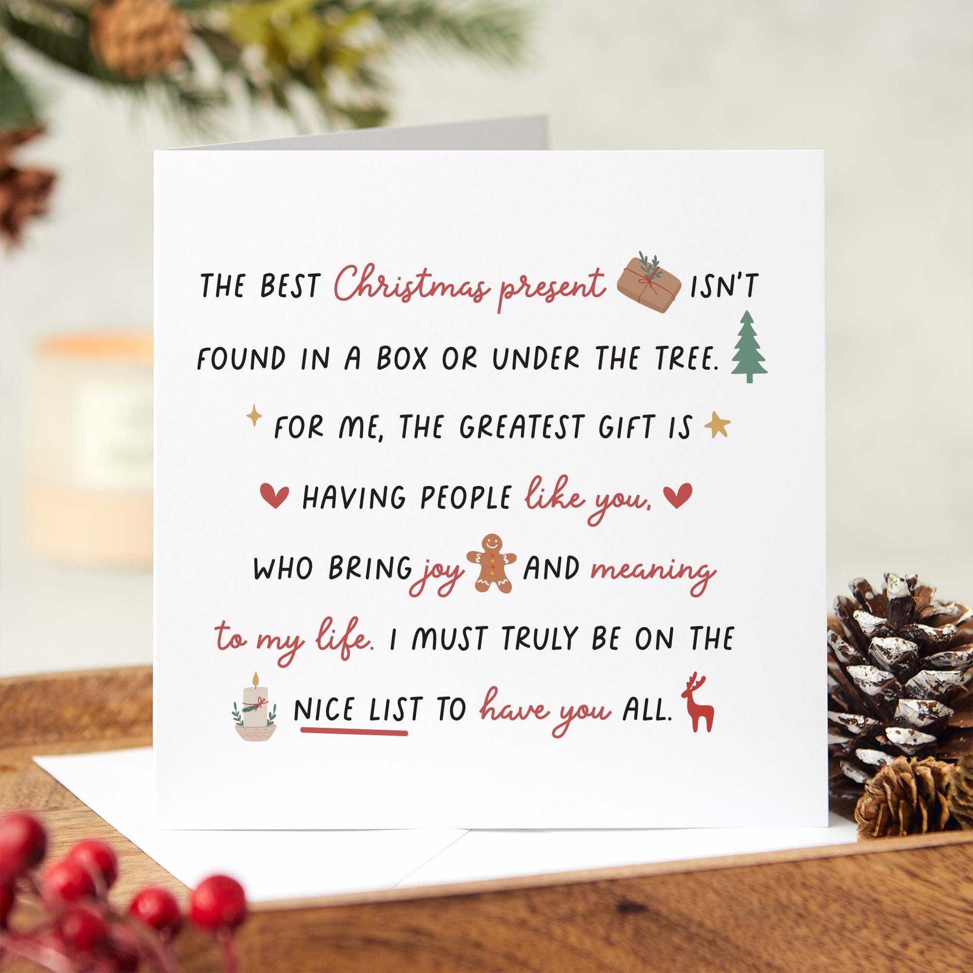 Christmas Card For Friend Mum Dad Her Him Family Girlfriend Boyfriend Grandma Grandad Bestie Nanny Sister The Best Xmas Gift Is You