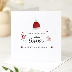 Christmas Card For Sister To A Special Sister Xmas Card Cute Gift Card For Her My Sister Lil Sis Big Sis Sister Christmas Card Santa Hat