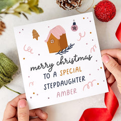 Christmas Card For Stepdaughter Merry Christmas To A Special Stepdaughter Card With Name Xmas Card For Step - Daughter