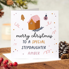 Christmas Card For Stepdaughter Merry Christmas To A Special Stepdaughter Card With Name Xmas Card For Step - Daughter