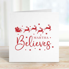 Christmas Card With Name Believes Card For Boy Girl Santa Claus Reindeer Xmas Gift Son Daughter Nephew Niece Granddaughter Grandson