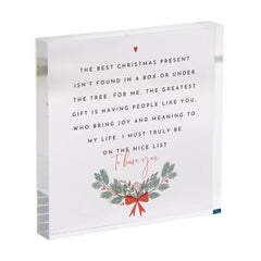 Christmas Gift Acrylic Plaque Heartfelt Present for Friend Teacher Boss Colleague or Neighbour Thoughtful Holiday Keepsake