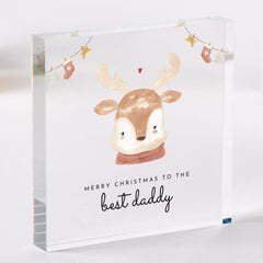 Christmas Gift for Dad Acrylic Reindeer Plaque Keepsake from Son or Daughter Cute Present for Daddy from Child