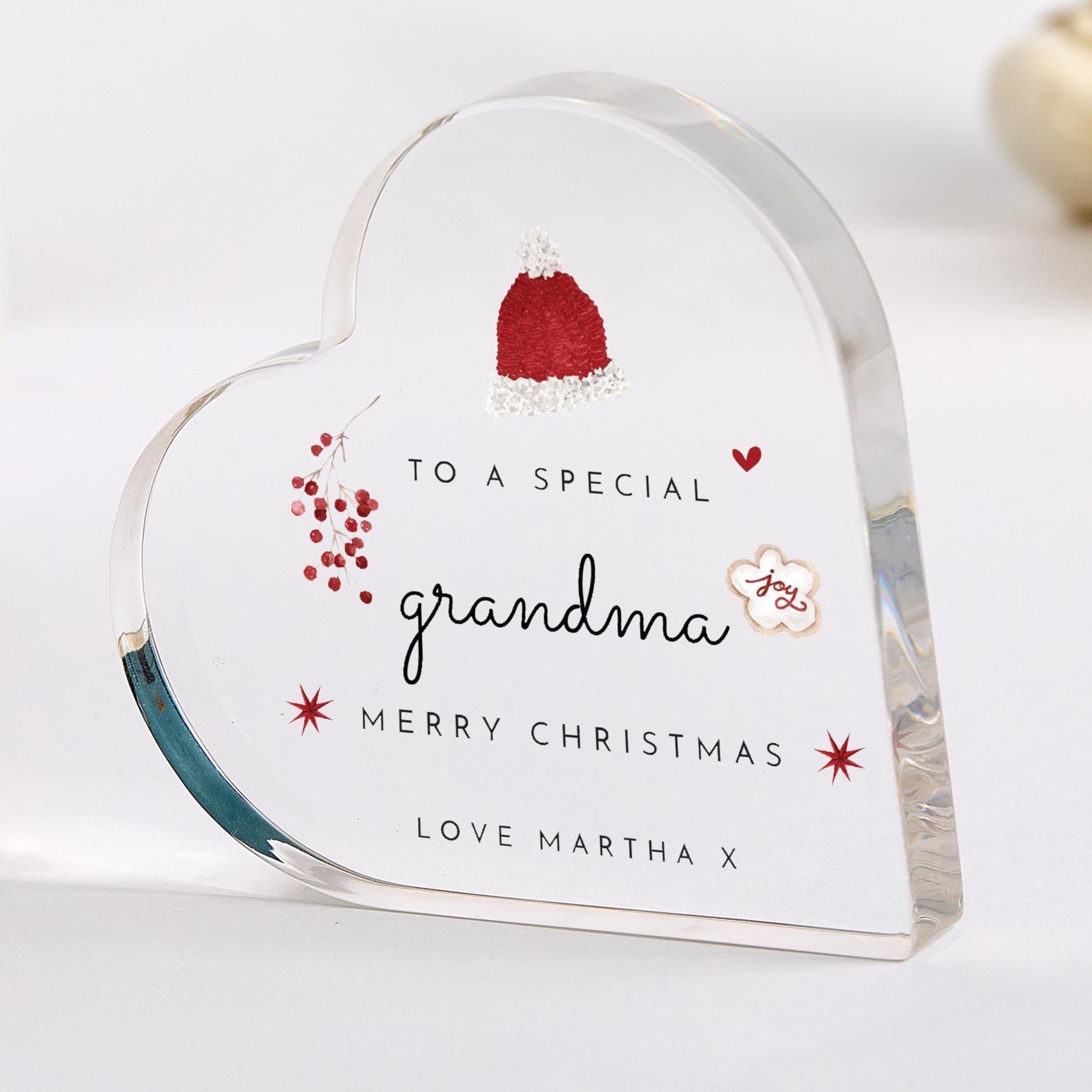 Christmas Gift for Daughter, Granddaughter, Mother, Sister or Grandma – Heart Acrylic Plaque Keepsake – Special Festive Decoration