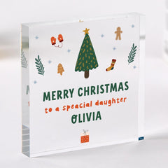 Christmas Gift for Daughter Personalised Acrylic Plaque Keepsake Special Festive Present from Mum Dad