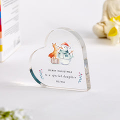 Christmas Gift for Daughter Personalised Heart Acrylic Plaque Keepsake Special Xmas Present from Mum Dad