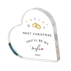 Christmas Gift for Fiancée Personalised Heart Keepsake Acrylic Plaque for Bride - to - Be Engagement Gift Idea