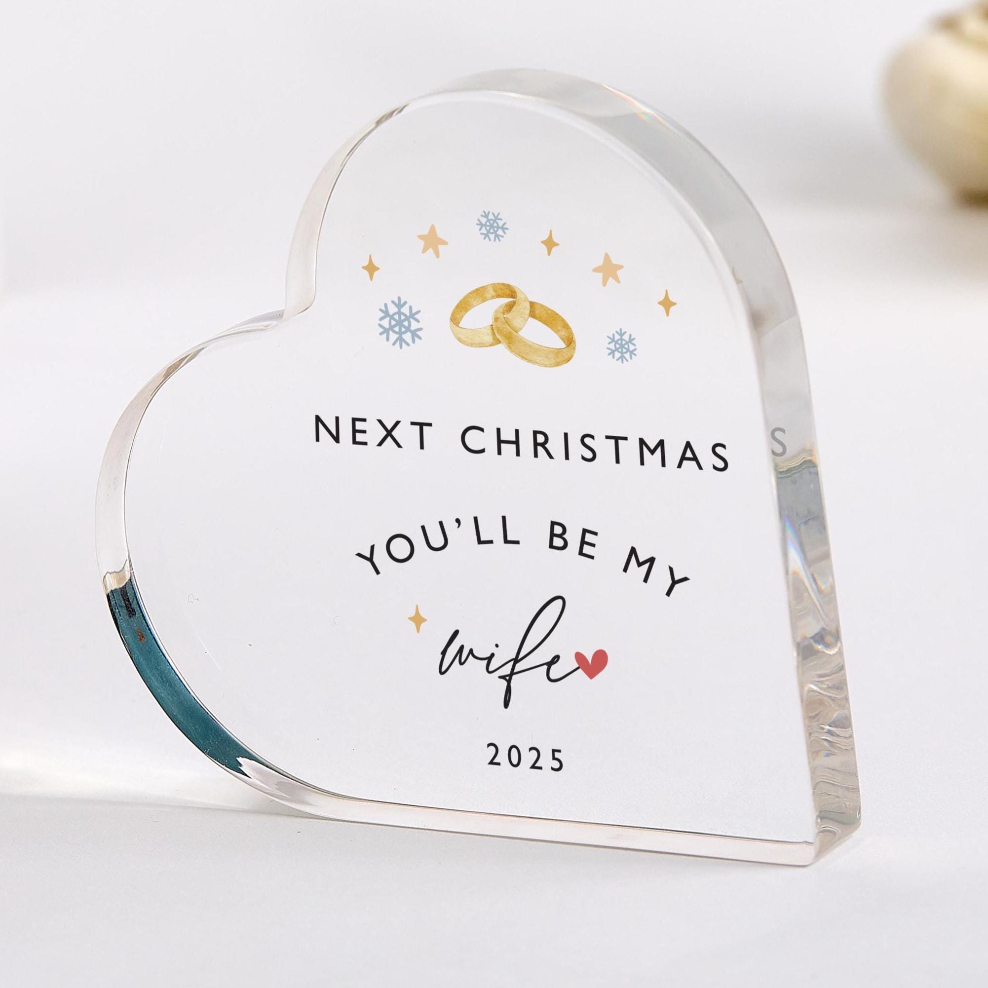 Christmas Gift for Fiancée Personalised Heart Keepsake Acrylic Plaque for Bride - to - Be Engagement Gift Idea