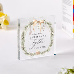 Christmas Gift for Girlfriend Wife Acrylic Plaque Personalised Our First Christmas Together