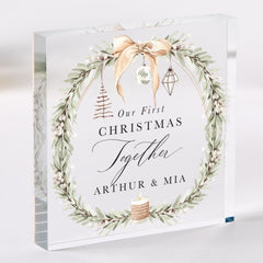 Christmas Gift for Girlfriend Wife Acrylic Plaque Personalised Our First Christmas Together