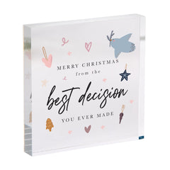 Christmas Gift for Girlfriend Wife Husband or Boyfriend Funny Acrylic Plaque Keepsake 'Best Decision You Ever Made' Present for Partner