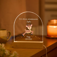 Christmas Gift for Granddaughter LED Light Plaque with Cute Reindeer Design Night Light Keepsake for Child or Baby Girl