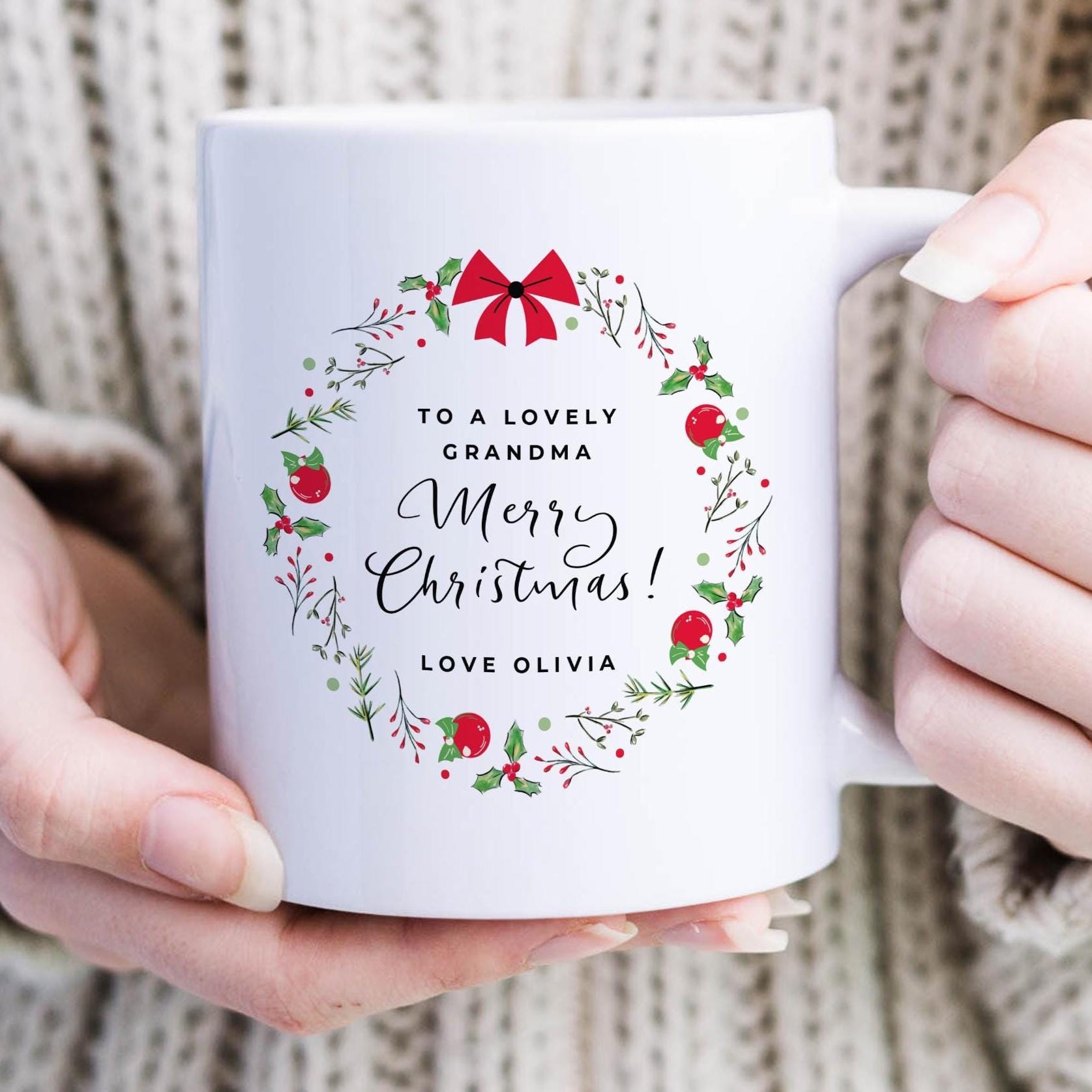 Christmas Gift for Grandma – Personalised Mug - First Xmas Keepsake with Custom Name