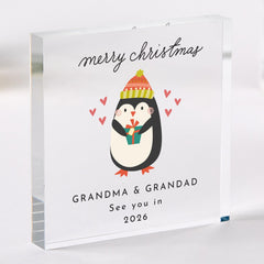 Christmas gift for Grandparents from the Bump – Acrylic Plaque – Cute Baby Announcement for Future Grandma & Grandad