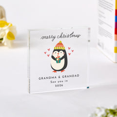 Christmas gift for Grandparents from the Bump – Acrylic Plaque – Cute Baby Announcement for Future Grandma & Grandad