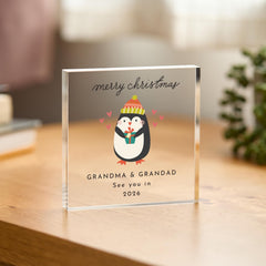 Christmas gift for Grandparents from the Bump – Acrylic Plaque – Cute Baby Announcement for Future Grandma & Grandad