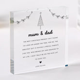 Christmas Gift for Mum and Dad, Personalised Acrylic Plaque from Daughter or Son, Festive Keepsake for Parents