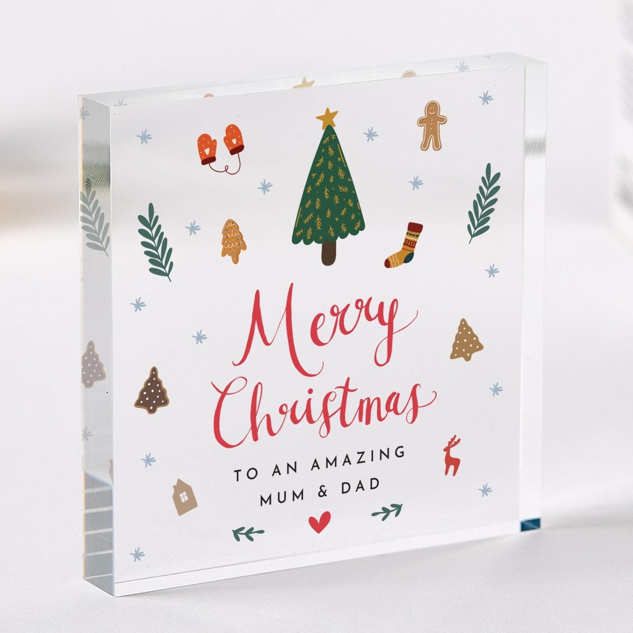 Christmas Gift for Mum & Dad Acrylic Plaque Keepsake from Daughter or Son Present for Parents