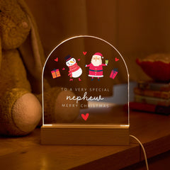 Christmas Gift for Nephew LED Night Light Santa & Snowman Festive Lamp from Auntie or Uncle