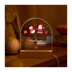 Christmas Gift for Nephew LED Night Light Santa & Snowman Festive Lamp from Auntie or Uncle