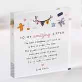 Christmas Gift for Sister – Personalised Acrylic Plaque with Sweet Poem – Thoughtful Xmas Keepsake for Amazing Big or Little Sister