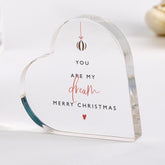 Christmas Gift for Wife or Husband Heart Shaped Acrylic Plaque 'You Are My Dream' Keepsake, Romantic Gift for Girlfriend or Boyfriend