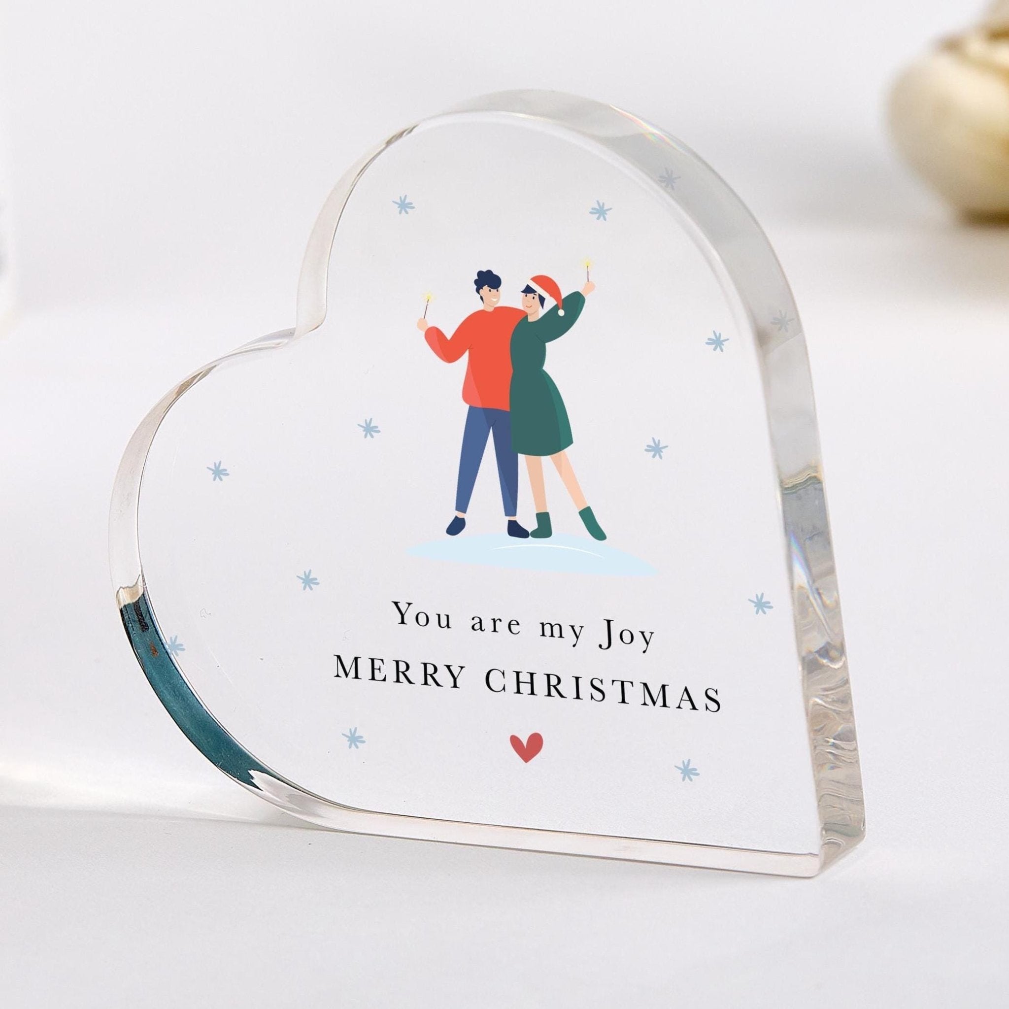 Christmas Gift for Wife Personalised Acrylic Heart Plaque Keepsake Romantic Present for Partner, Husband, Fiancé or Boyfriend