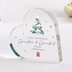 Christmas Heart Acrylic Plaque – Festive Keepsake Gift for Mum and Dad, Grandma and Grandad, Auntie and Uncle – Holiday Decoration Ornament