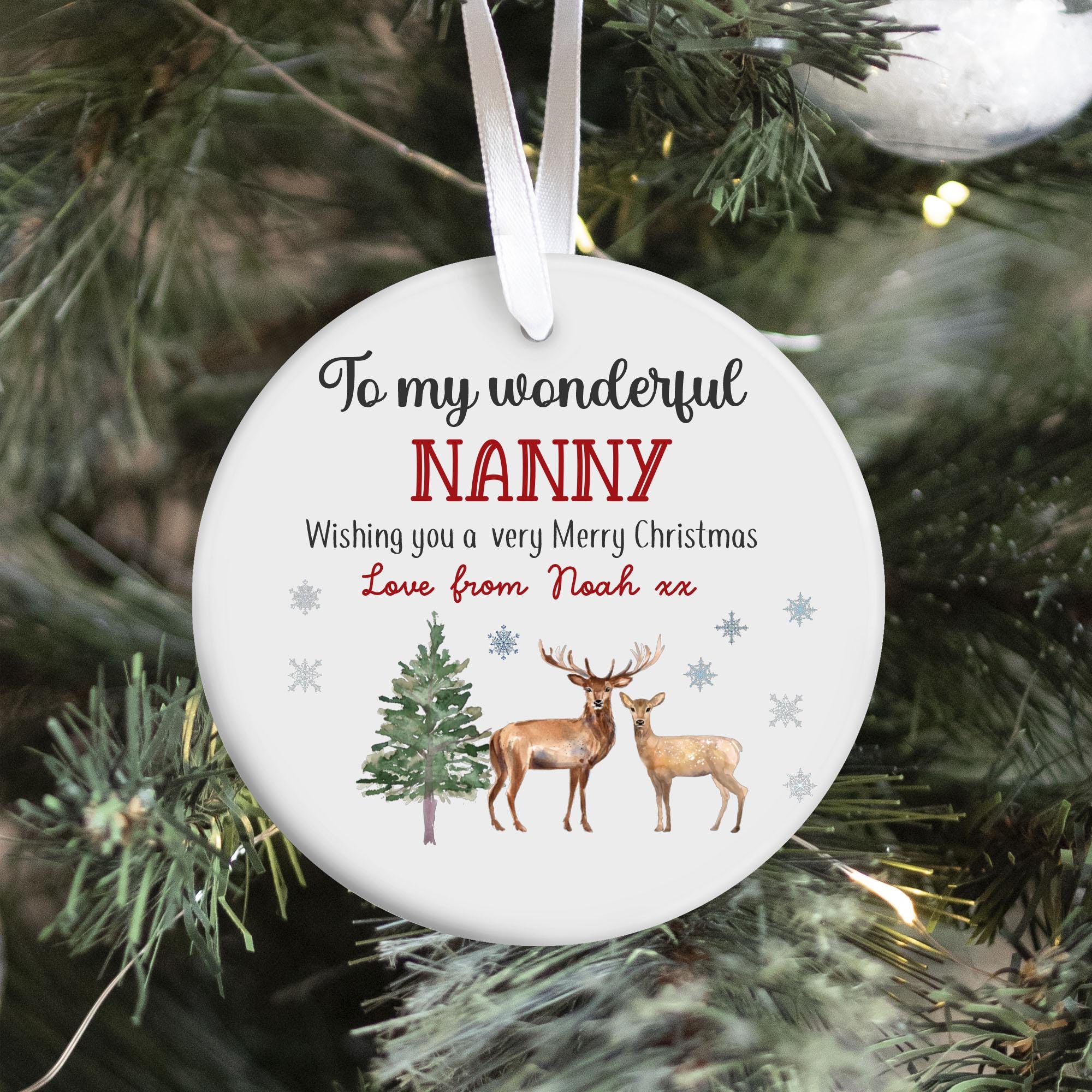 Christmas Ornament for Mummy Daddy Auntie Uncle Nanny and Friends with To My Special Text and Name Reindeer to Design Cute Ceramic Xmas Gift